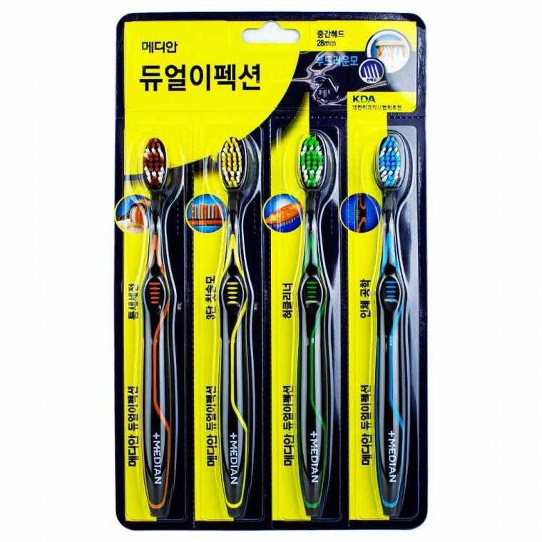 메디안 듀얼이펙션 칫솔 부드러운모 4개입