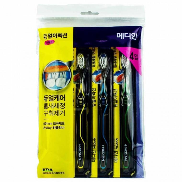 메디안 듀얼이펙션 칫솔 미세모 4개입