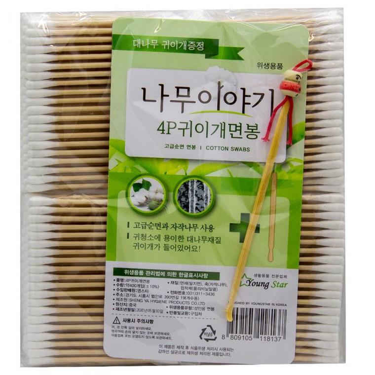 나무이야기 4P 귀이개 면봉 400P-100P 4개입