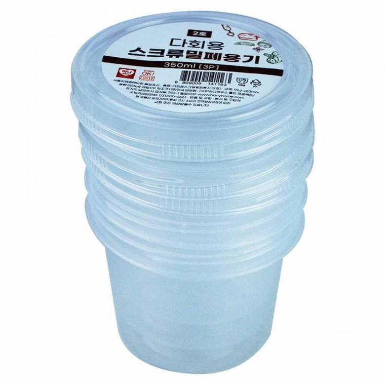 하니 다회용 스크류 밀폐용기 2호 350ml 3개입