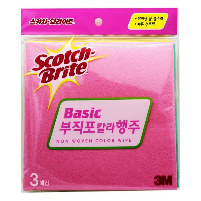 부직포 칼라 행주 3매입 38x38cm