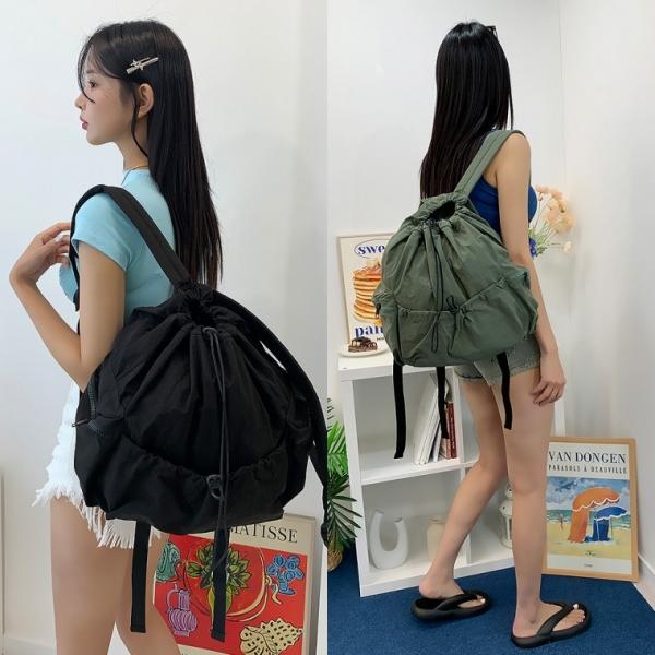 쉬퍼나일론백팩 캐주얼 데일리 여성 가방 스트링 무지