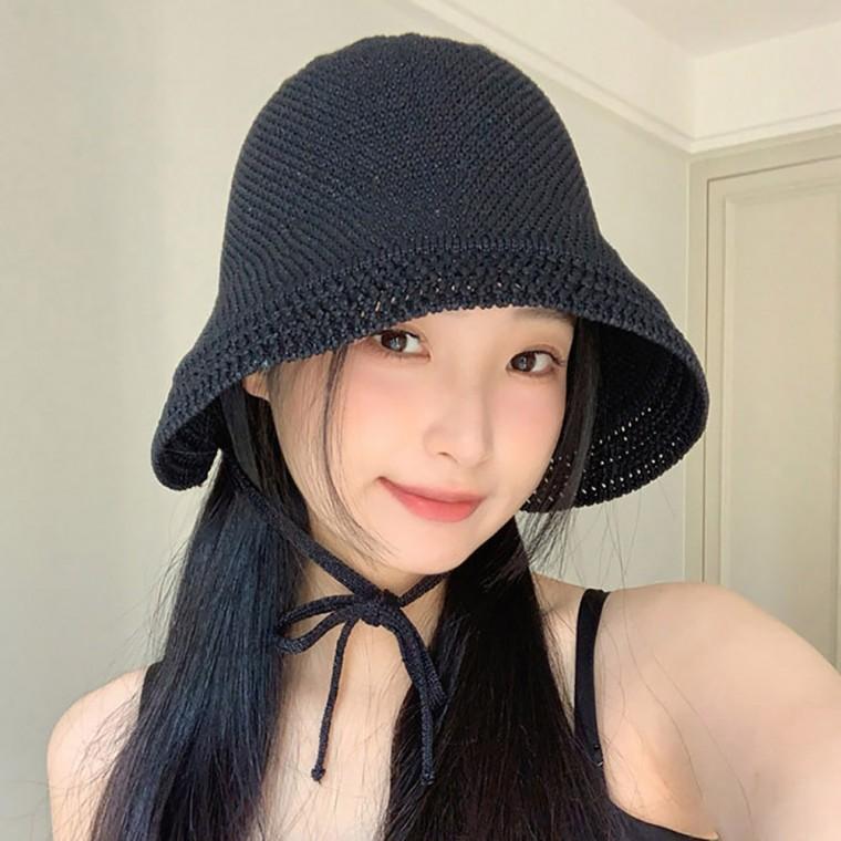 여자 20대 30대 니트 짜임 햇빛 차단 모자 버킷햇