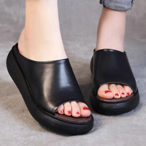 여성 6cm 사무실 실내화 쿠션 통굽 키높이 슬리퍼