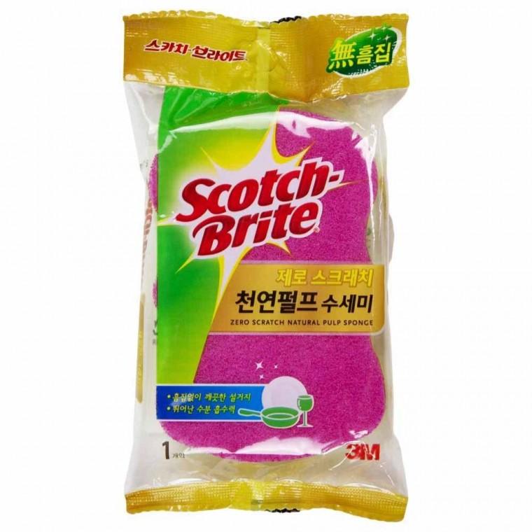 3M 제로 스크레치 천 연 펄프 수세미 110x71.5x22mm