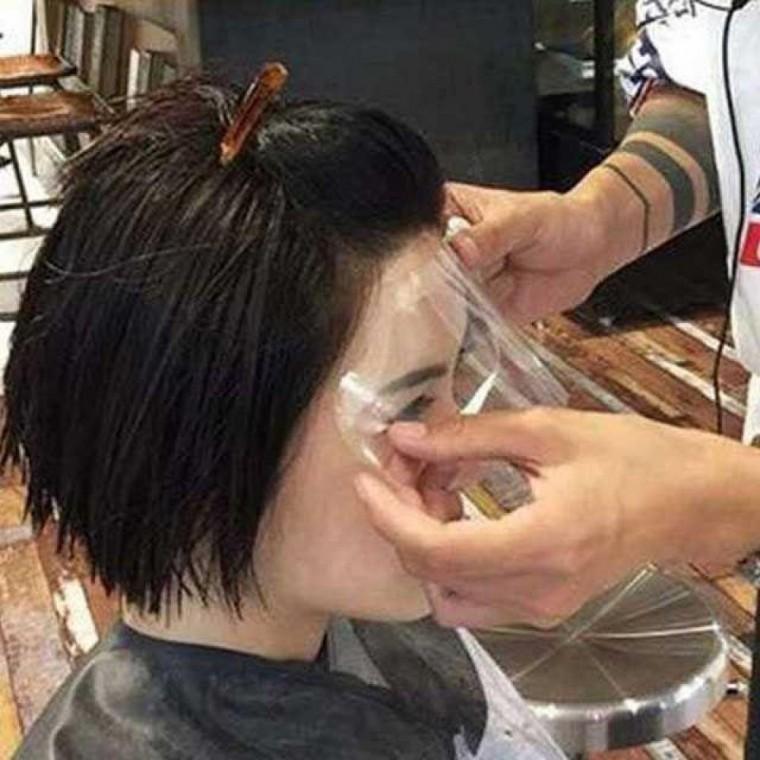 헤어샵 스프레이 이마 얼굴 가리개 파마 보호 필름 페이스 가드 미용실 투명 커버 갈개