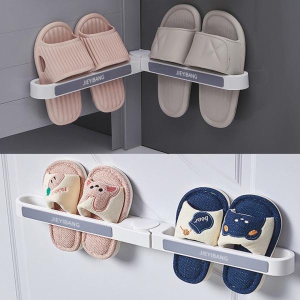 접이식 2구 슬리퍼걸이 욕실화걸이 실내화거치대 코너 슬리퍼걸이 현관 거실 욕실 신발 정리대