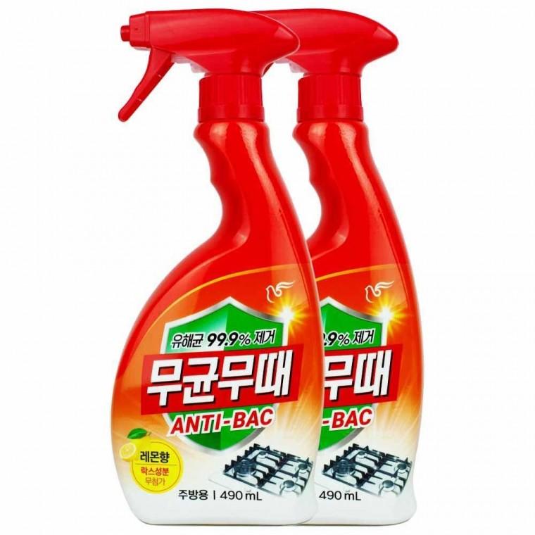 무균무때 안티박 주방 기름때 지든때 세정제 레몬향 490ml 2개입 기획