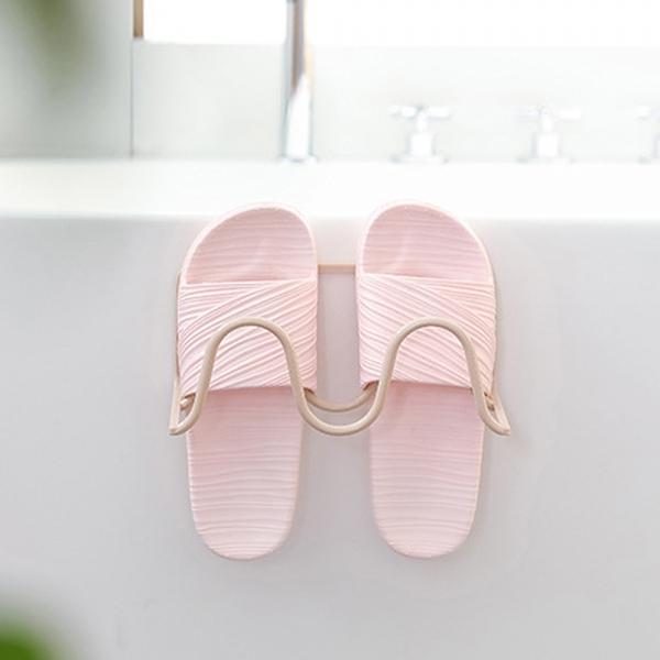 접착식 2단 실내화 거치대 벽부착 슬리퍼걸이(베이지)