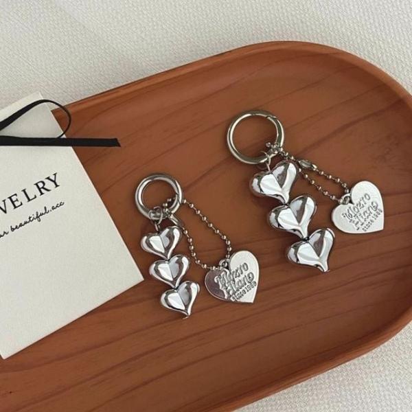 하트 키링 실버 포인트 가방 액세서리 가방꾸미기 키홀더