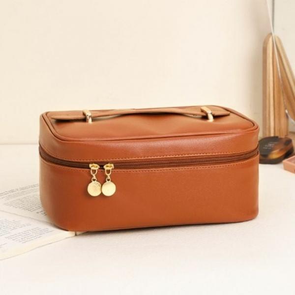 화장품가방 트래블백 뷰티스타 대용량 메이크업 파우치 브라운