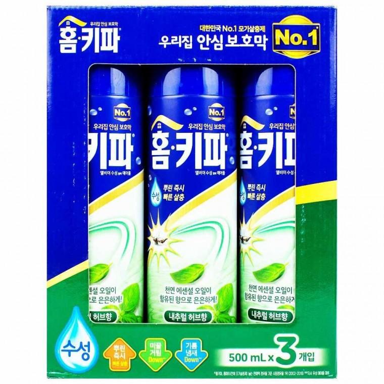 홈키파 엘비이 수성 알파 에어졸 500ml x 3개입-내추럴 허브향