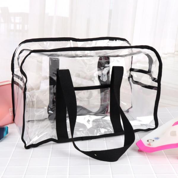투명 비치백 물놀이가방 지퍼형 블랙