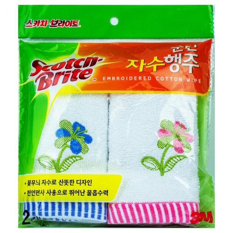 3M 스카치브라이트 순면 자수 행주 34x38cm