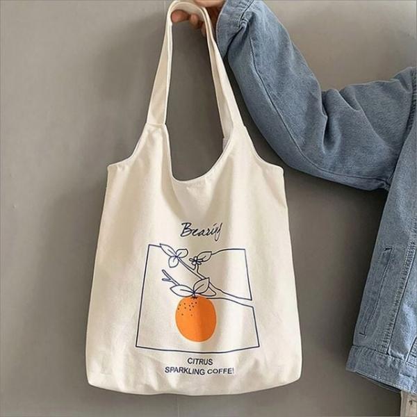 캔버스 숄더백 마그네틱 잠금 학생 프린팅 데일리 가방 에코백