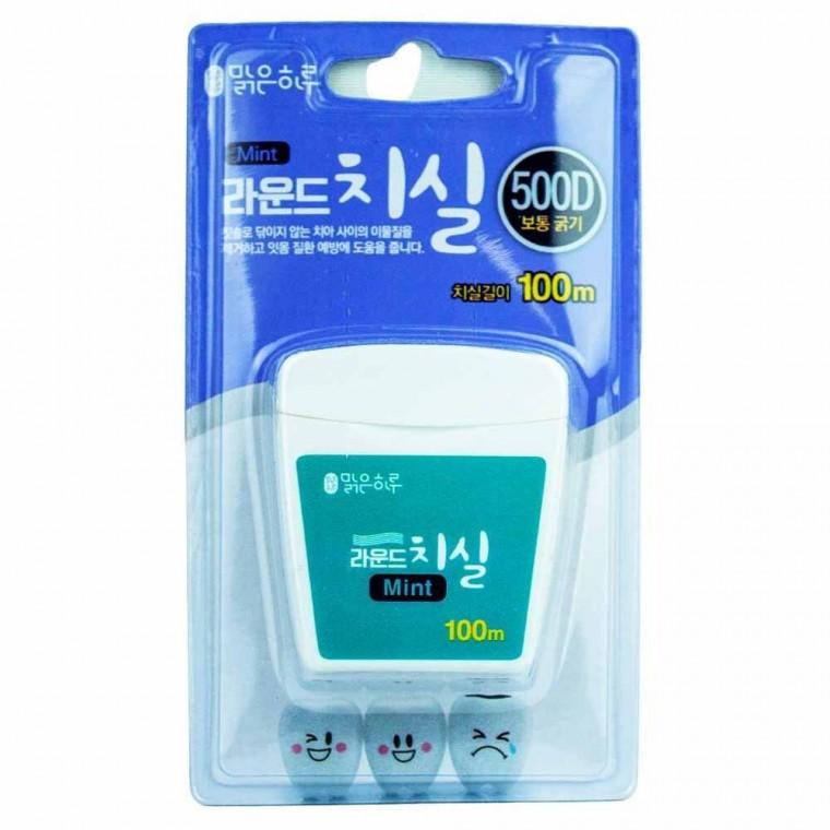 맑은하루 라운드 치실 500D(보통굵기) 민트 100m