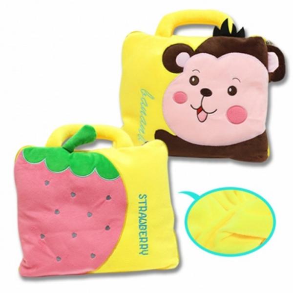 글로벌이지 가방형 담요 딸기 원숭이 수납