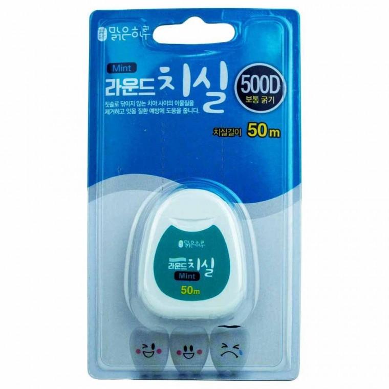 맑은하루 라운드 치실 500D(보통굵기) 민트 50m
