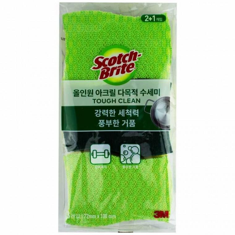 3M 올인원 아크릴 다목적 수세미(2+1)개입 72x100mm