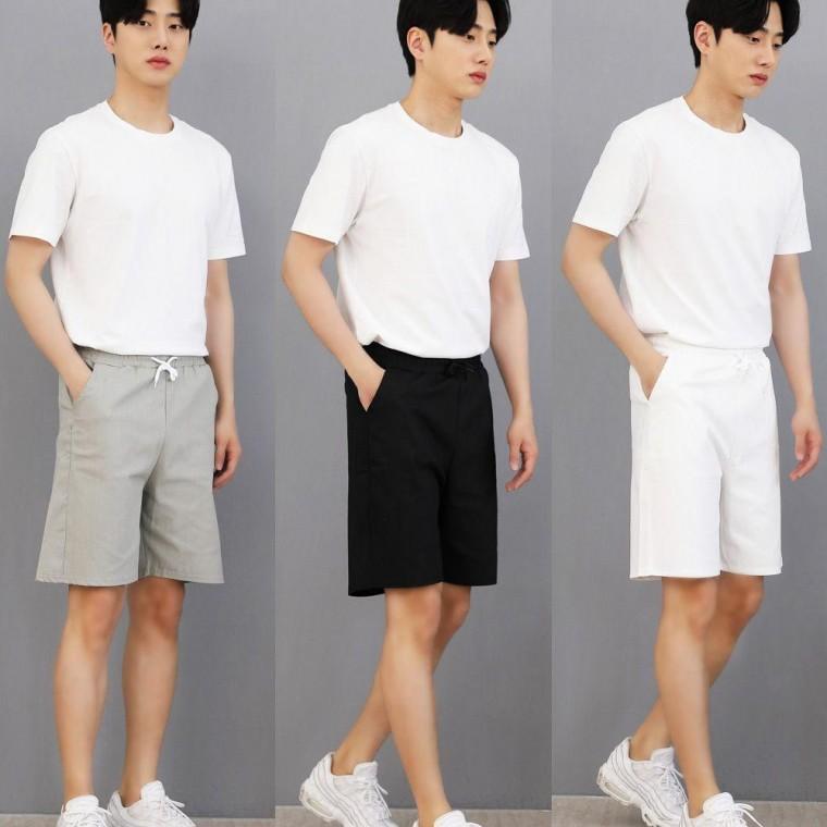 남성 린넨 반바지 빅사이즈 밴딩 팬츠 여름 린넨코튼
