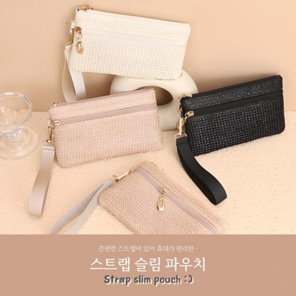 [BBT4] 스트랩 슬림 파우치 투명 손가방 숄더백 미니백 이너백 가방