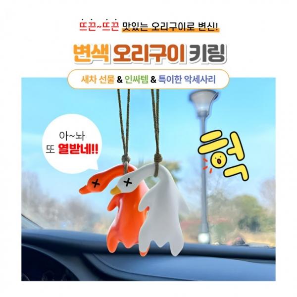 [별별창고] 변색 오리구이 키링 인형 가방 핸드폰 차 꾸미기 백꾸 액세서리 귀여운 파우치