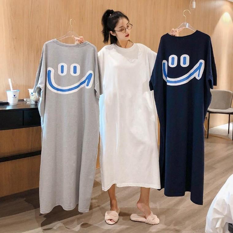 박 스마일 여자 반팔 브이넥 포인트 URK447 원피스 빅