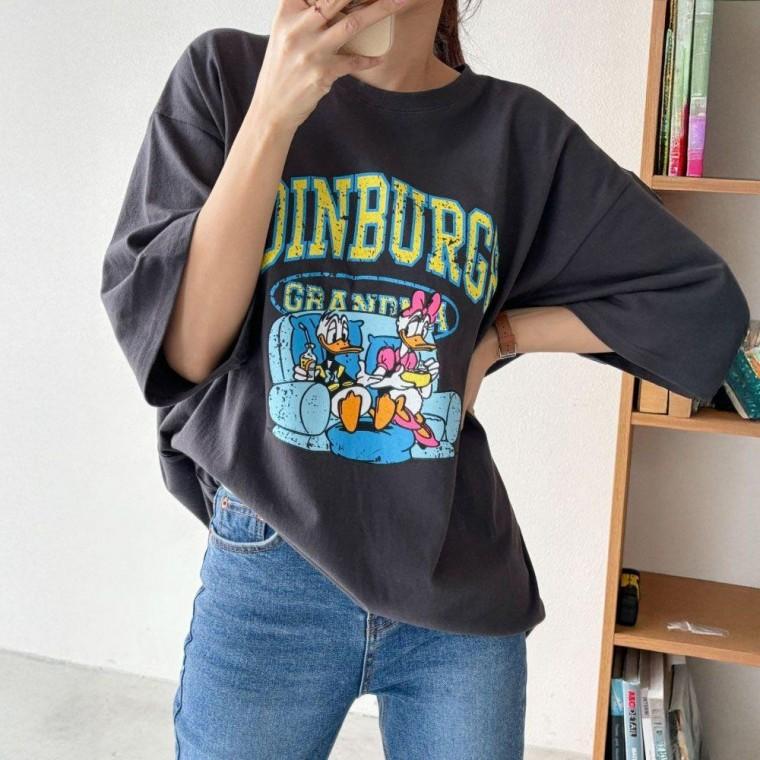 다솜결 빅사이즈 반팔 티셔츠 롱 커플