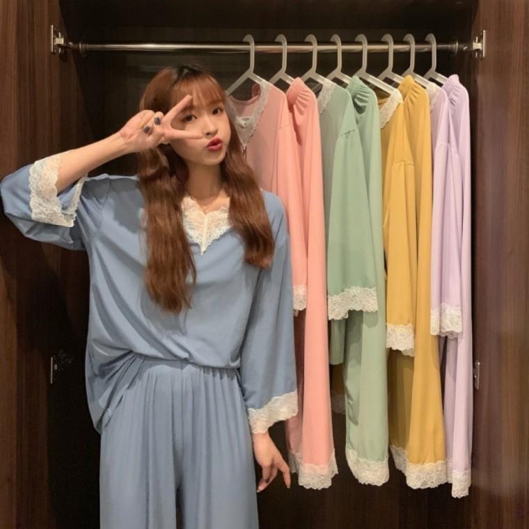 여름 여성잠옷 파자마 편안한 냉감 투피스 잠옷 세트 5color KK933