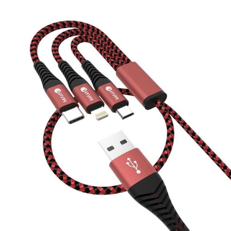 to USB 충전케이블 급속충전 2M 3in1 멀티충전선 노트북 데이터