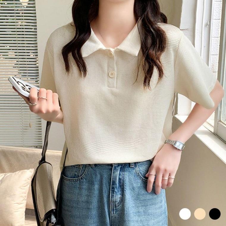 짜임 카라 티셔츠 여성