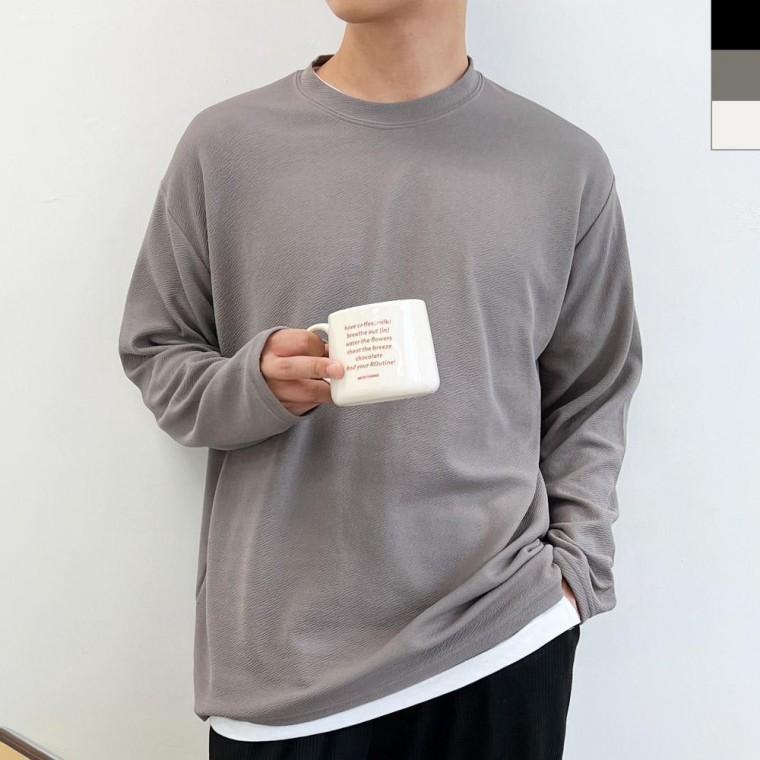 GBB 꾸안꾸 솔리드숙 남자엠보싱긴팔티