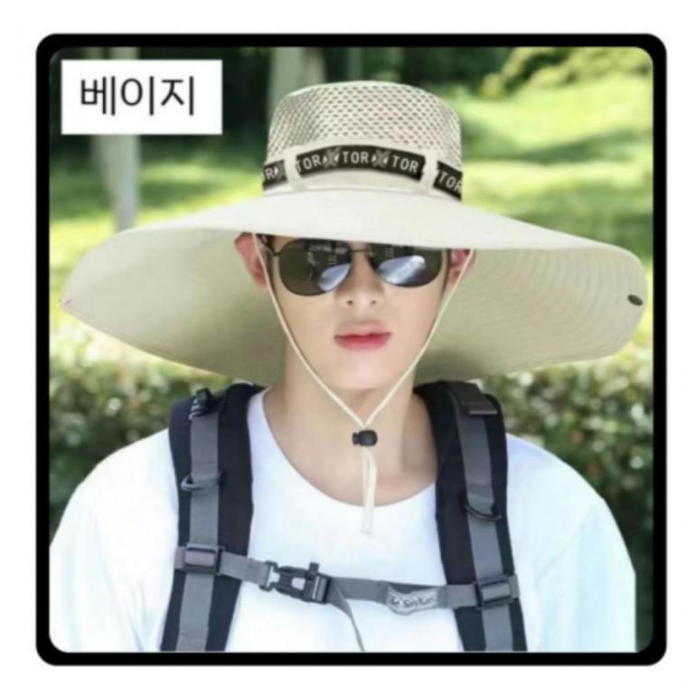 15cm 일모자 왕챙모자 남자썬캡 베이지 성인플랩캡 그늘막 라피아썬캡