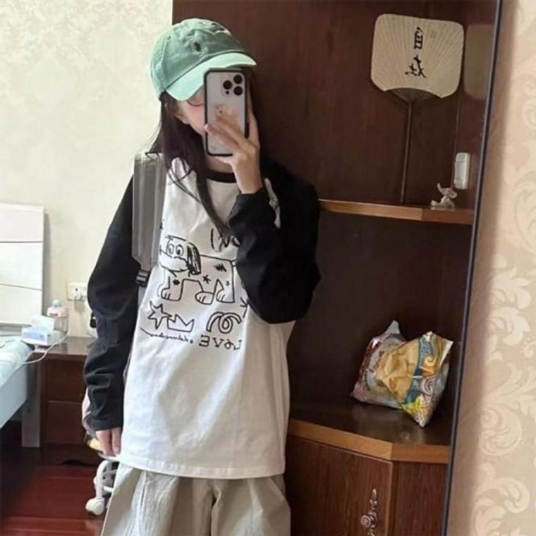 캐주얼 귀여운프린트 여 귀여운프린트 여성티셔츠