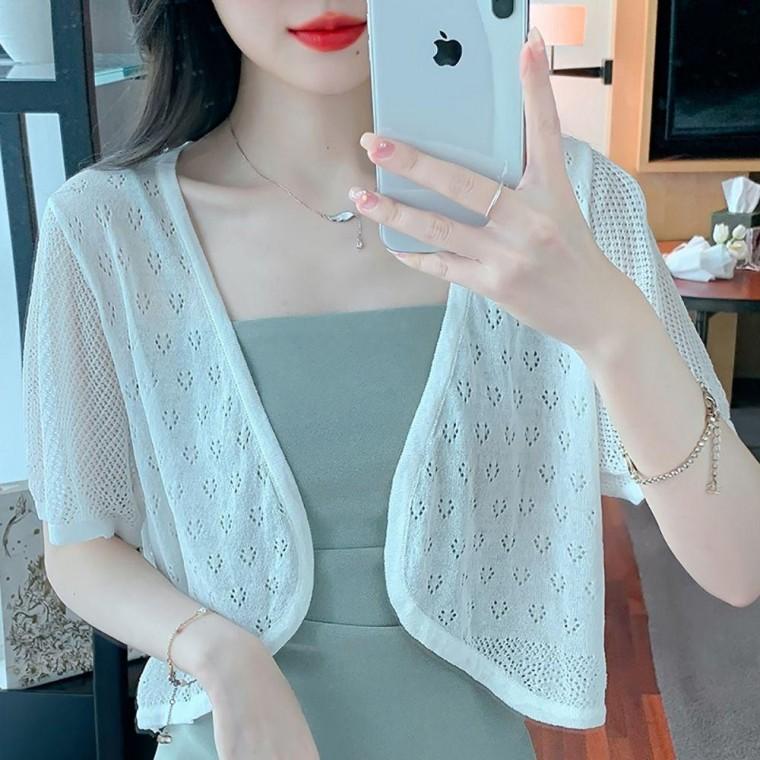 루즈핏 시스루 LL 가디건 크롭