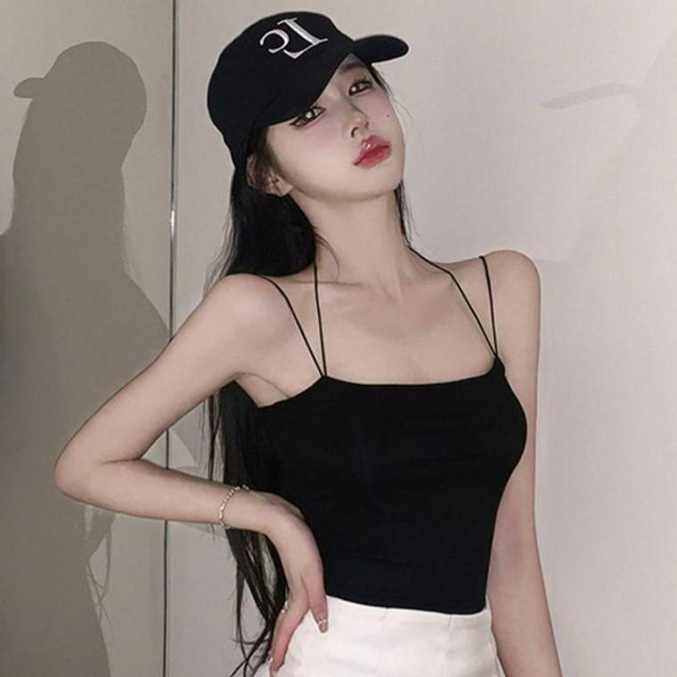 홀 끈 끈 여자 브라탑 슬리브리스 나시 민소매
