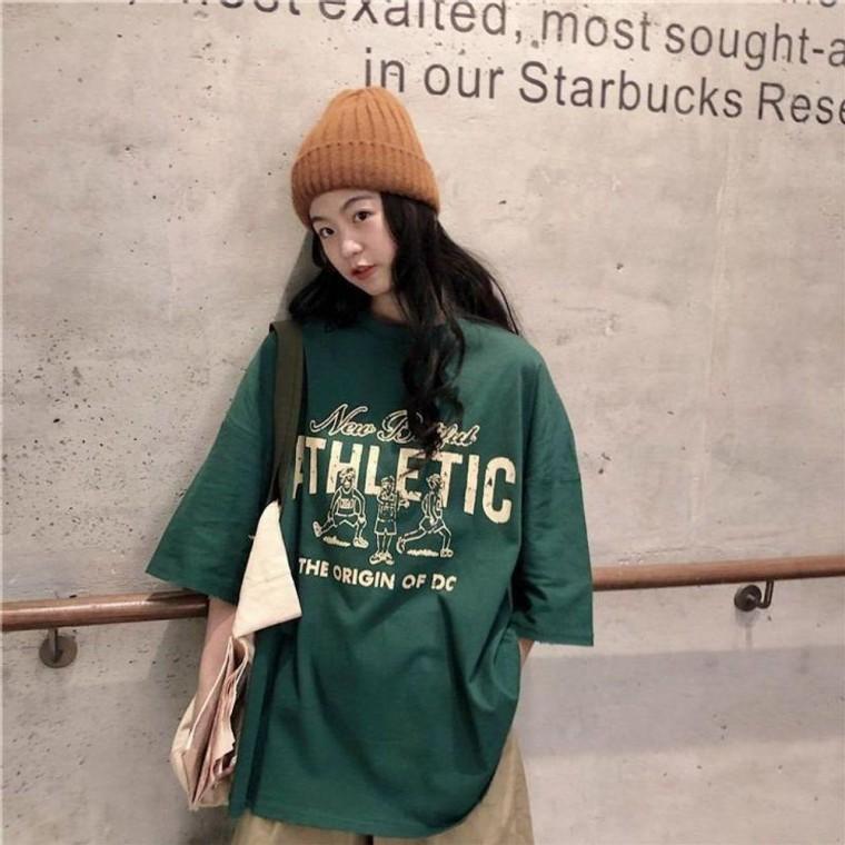 오버핏 탄탄한소 반팔티 빈티지프린팅 엉덩이덮는