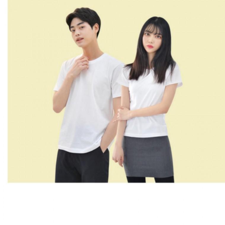 화이트 라인핏 티셔츠 흰티 면티 교복흰티 반팔 기본티 레이어드티 면티