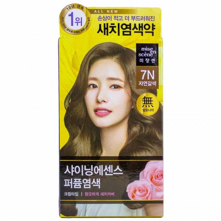 새치 염색약/미장센 샤이닝칼라 7N 자연갈색