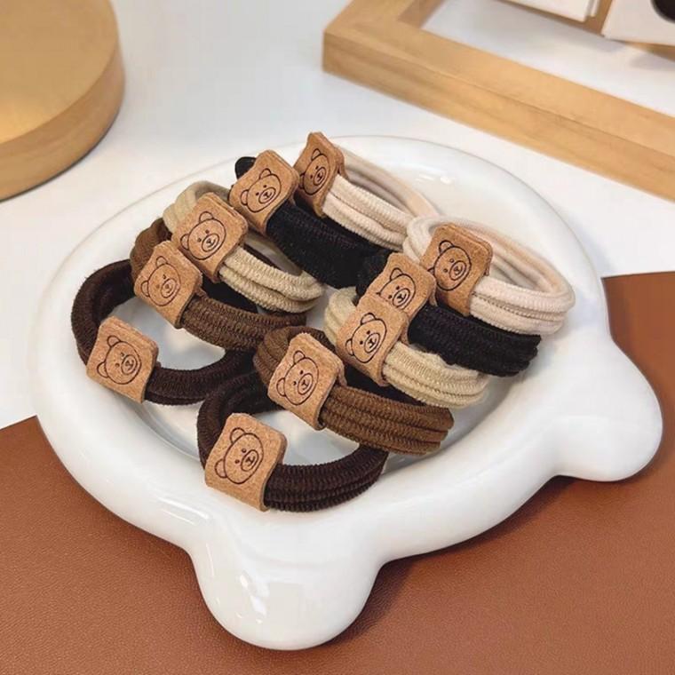 [1+1] Handmade 고탄력 곰돌이 머리끈 10p 잘 안끊어지는 무매듭