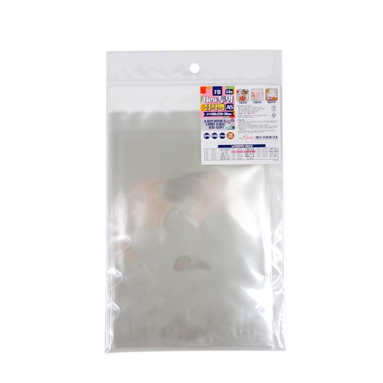 투명접착백 7호(160x220+30mm 14매) 투명접착백 투명비닐 접착비닐 포장비닐 선물 비닐봉투