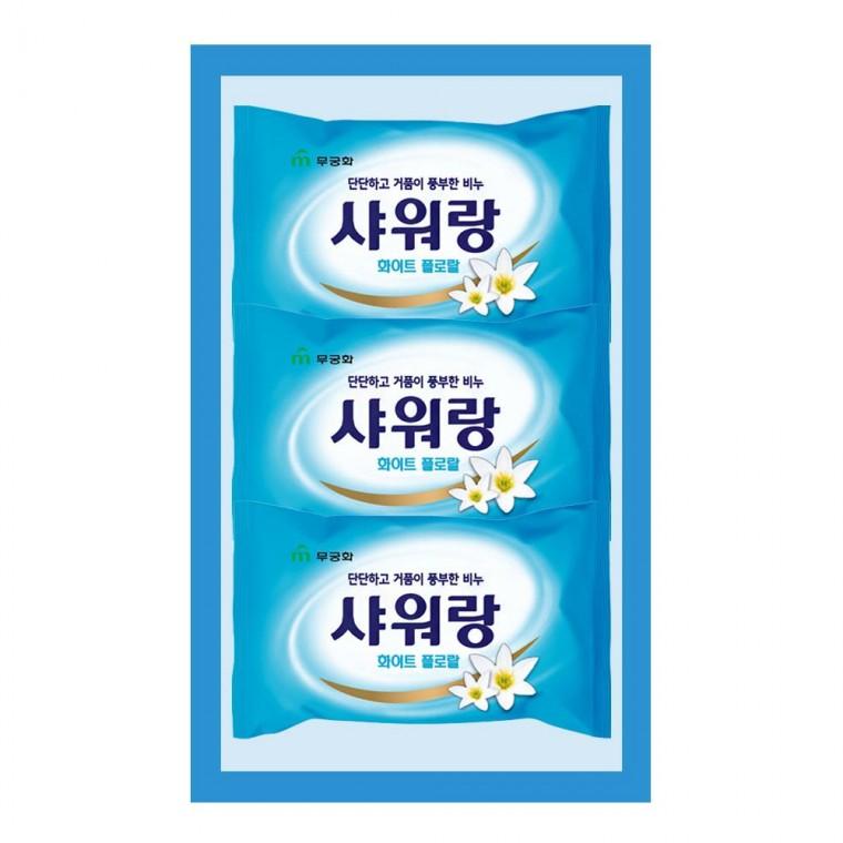 무궁화 샤워랑 화이트 프로랄 세수 샤워 비누 130g 3개입