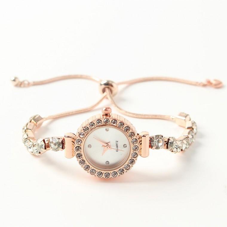 슬라이드 버클 여성 손목시계 화이트