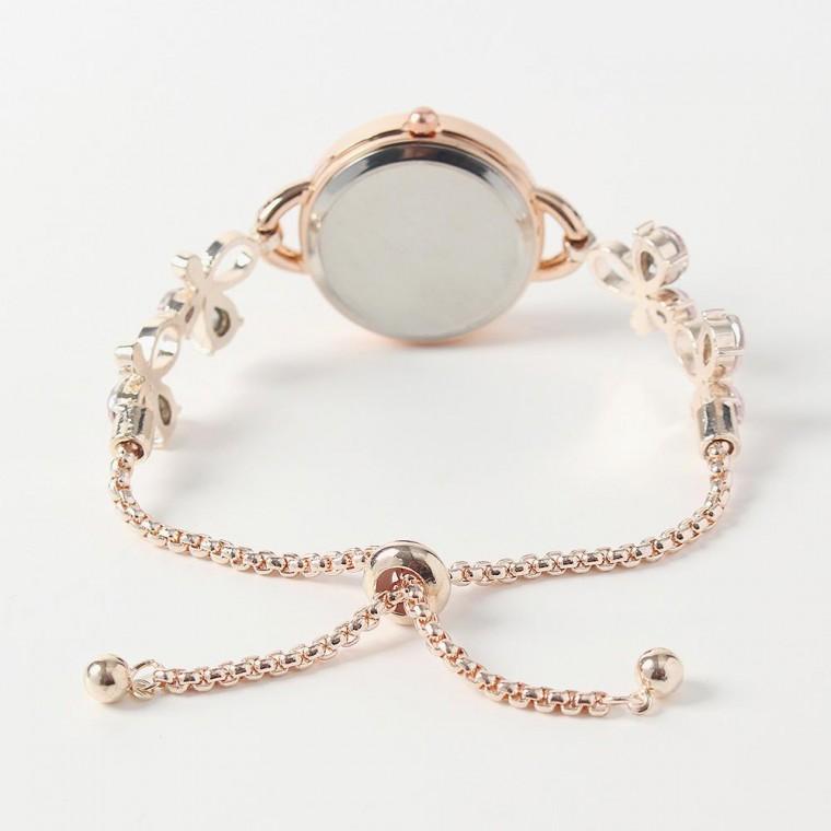 슬라이드 버클 여성 손목시계 핑크