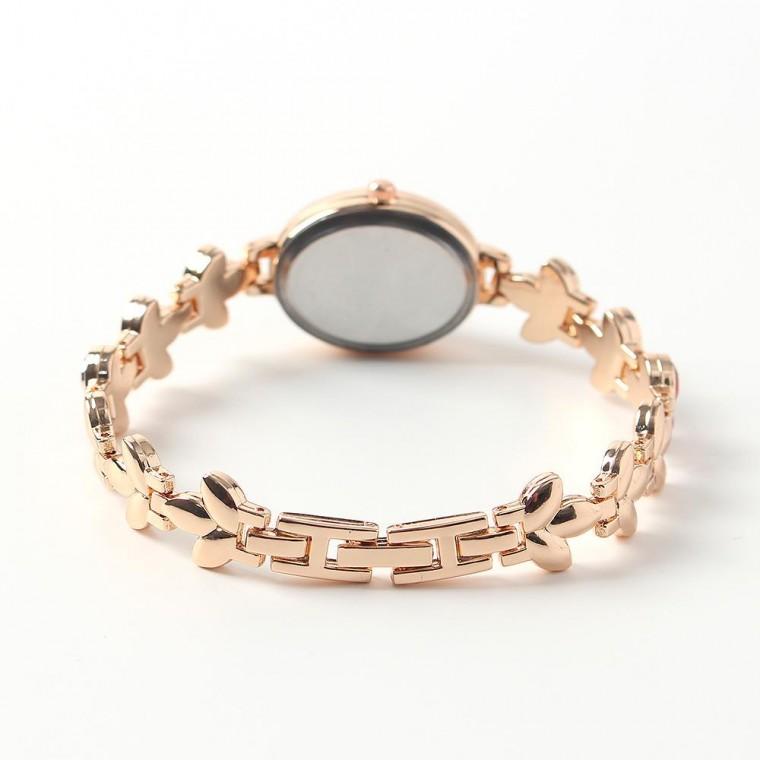 여성용 레드 메탈 손목시계