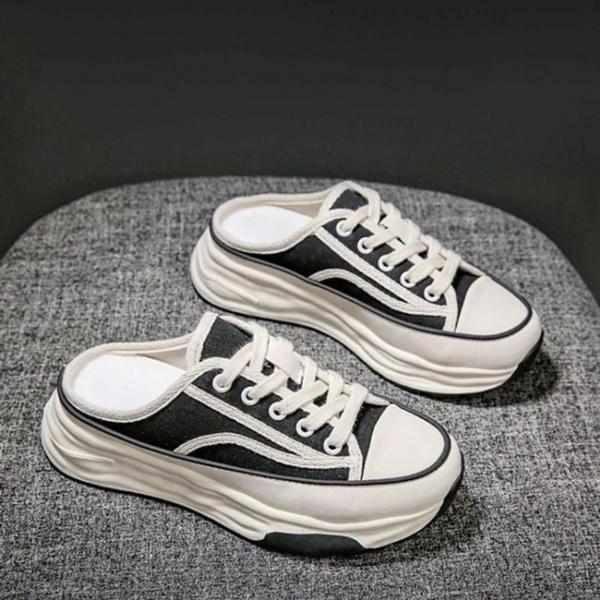 여성 뮬 스니커즈 운동화 슬리퍼 통굽 플랫폼 2색