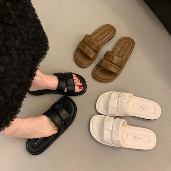 볼드스트랩 쿠션 슬리퍼 여성 여름 데일리 플랫샌들