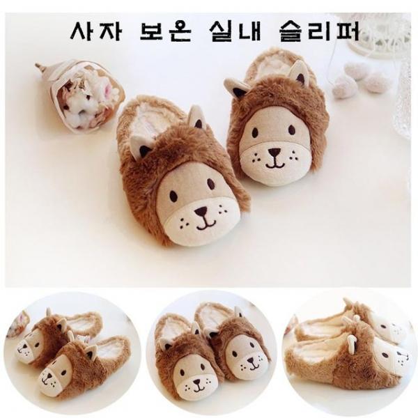 사자 보온 실내 실리화 슬리퍼