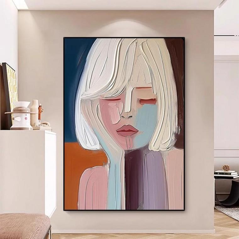 컨템포러리 아트 3D 텍스처 소녀 아트 프레임 60x80cm