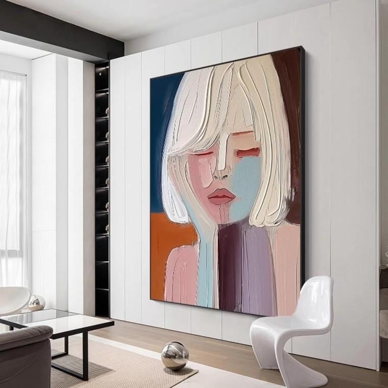 컨템포러리 아트 3D 텍스처 소녀 아트 프레임 70x100cm